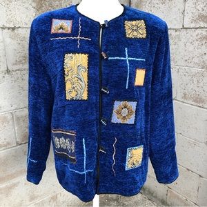 Allure Chenille Patchwork Art Glass Toggle Button Jacket